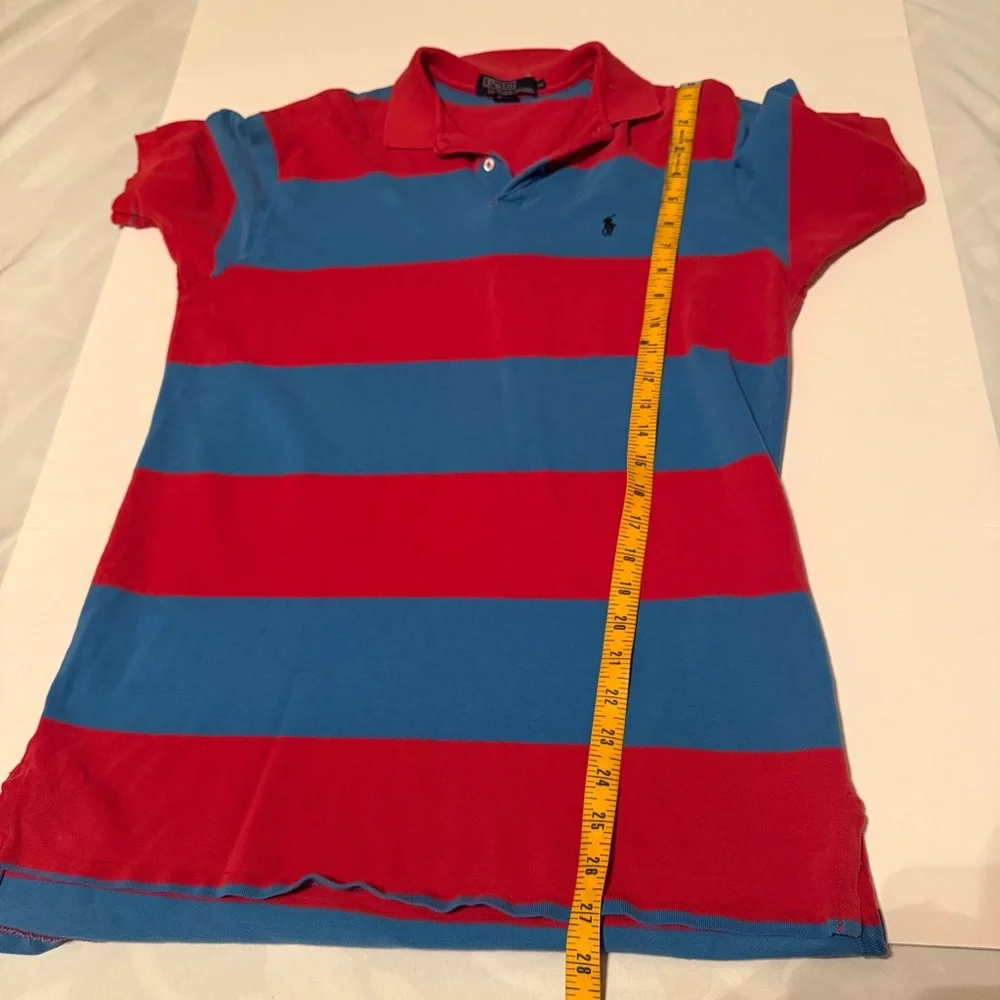 Vintage Polo By Ralph Lauren Mens Size Medium Blue Red Stripe Polo Shirt Pony